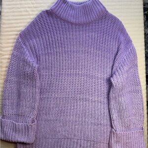 Tularosa Lavender Chunky Knit Mock Neck Sweater Size XS Oversized Boho